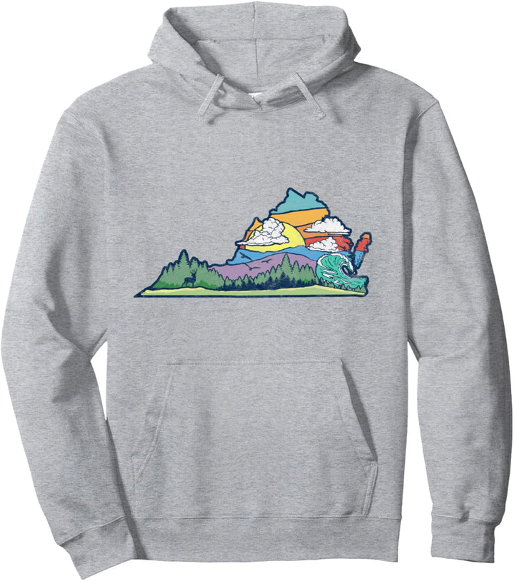 Vintage Virginia Outdoors &amp; Nature Lover Retro 80s Graphic Pullover Hoodie