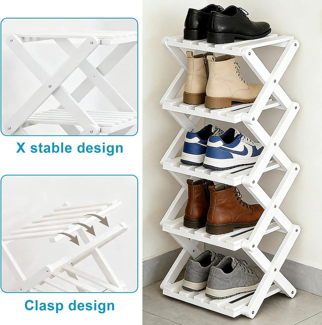 Faltbare Schuhregal, Bambus Kleines Schuhregal Vertikales Schuhregal Freistehendes Regal für Korrido