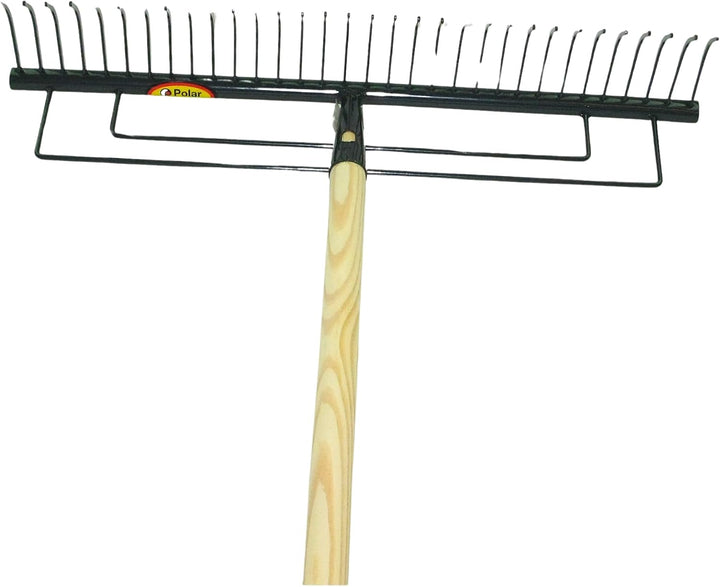Polar Rasenrechen 100 cm 56 Zinken Rasen Harke Heu rechen Laubrechen mit Stiel