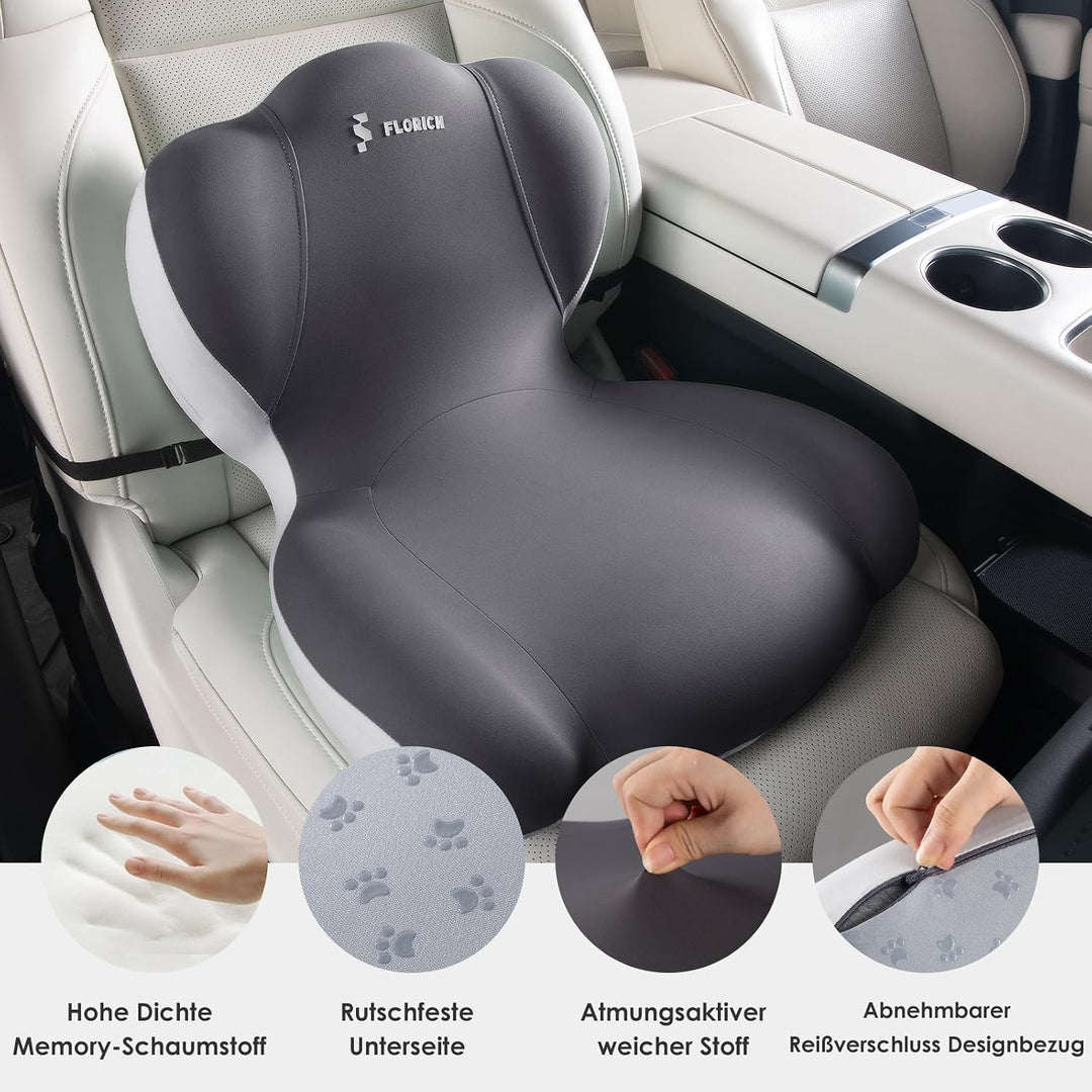 FLORICH Sitzkissen Orthopädisch und Lendenstützkissen Memory-Schaum Ergonomisches Sitzkissen einteil