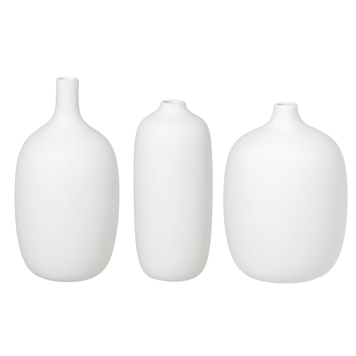 blomus 3er Set Vase -CEOLA- Blumenvase aus Keramik Weiss