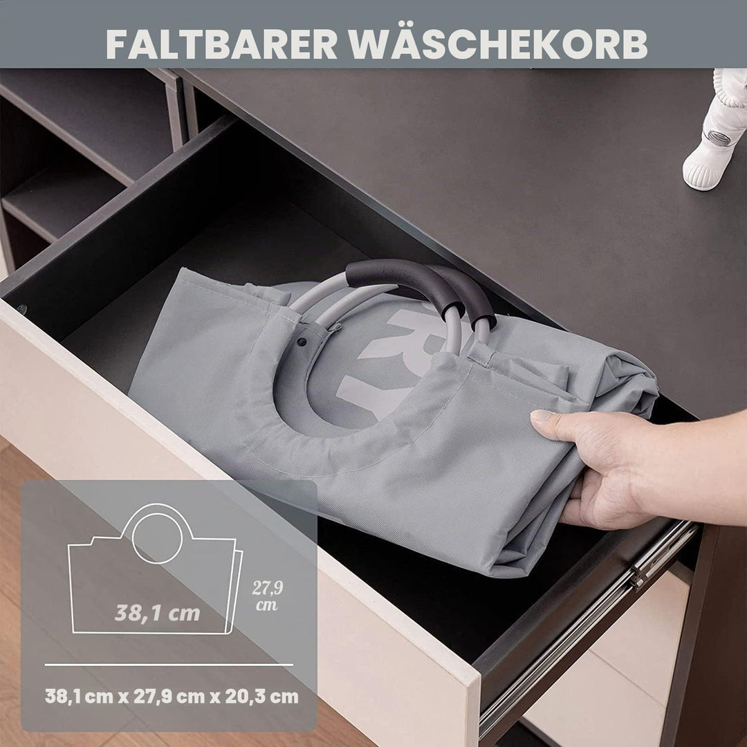 YOUDENOVA Faltbarer Wäschekorb, 92L Grosser Wäschesammler, Wäschesack mit gepolstertem Griff, Wasser