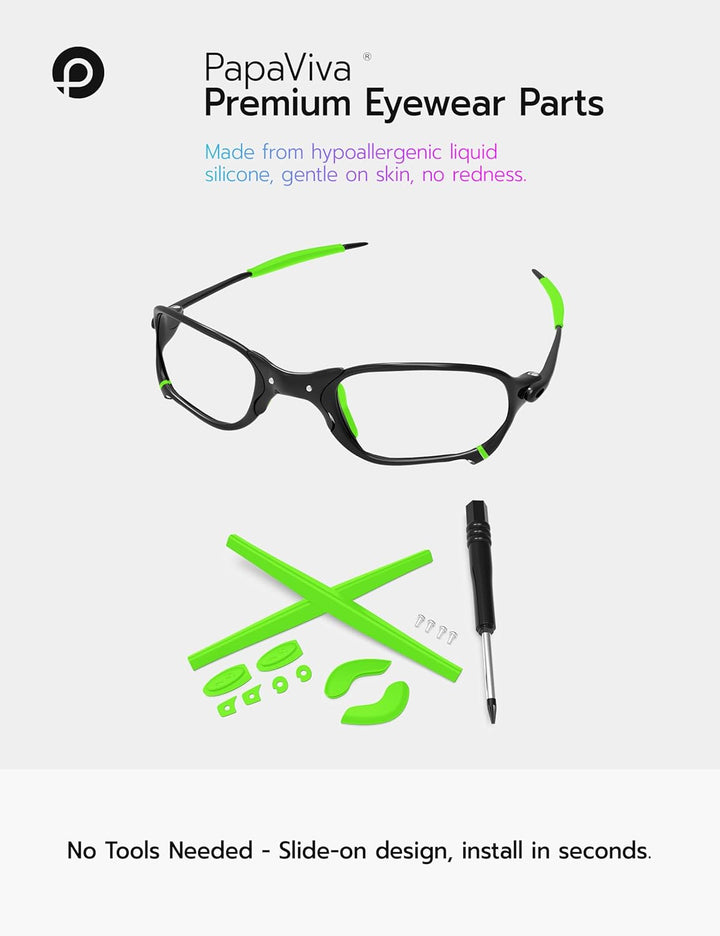 PapaViva Ersatzlinsen &amp; Gummi-Kits für for Oakley Jawbone Vented Grün, Grün