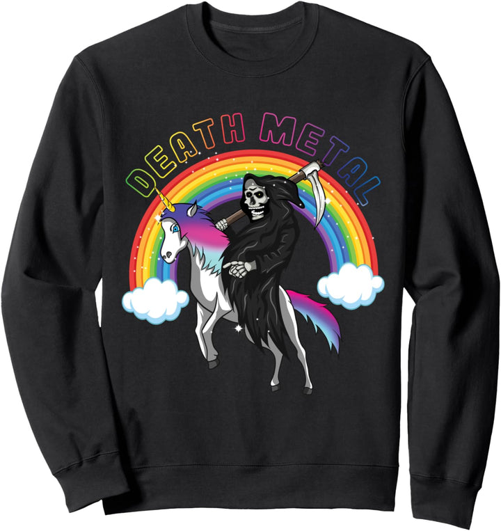 Sensenmann Schädel reitet ein Einhorn Tod Einhorn Skelett Sweatshirt