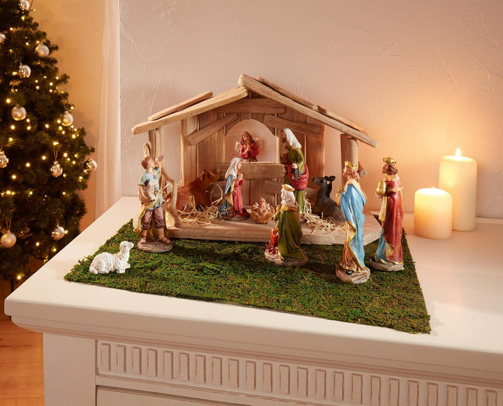 FRANK FLECHTWAREN Krippe, Weihnachtskrippe, Advent, Christkind