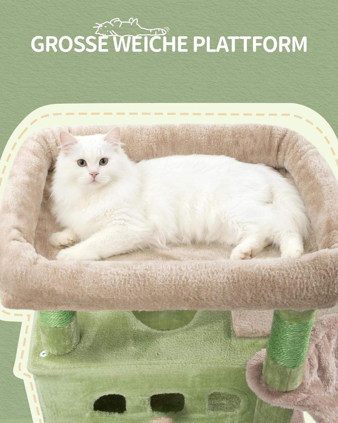 Hzuaneri Kratzbaum gross, 170 cm hoch, Katzenbaum, mit 8 Kratzbäume, 2 Höhlen, gross Plattformen, Wa