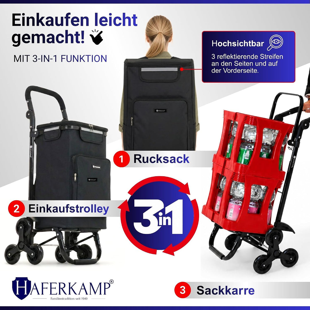 Klappbarer Treppensteiger-Einkaufstrolley TRAGINO 3-in1 Einkaufswagen