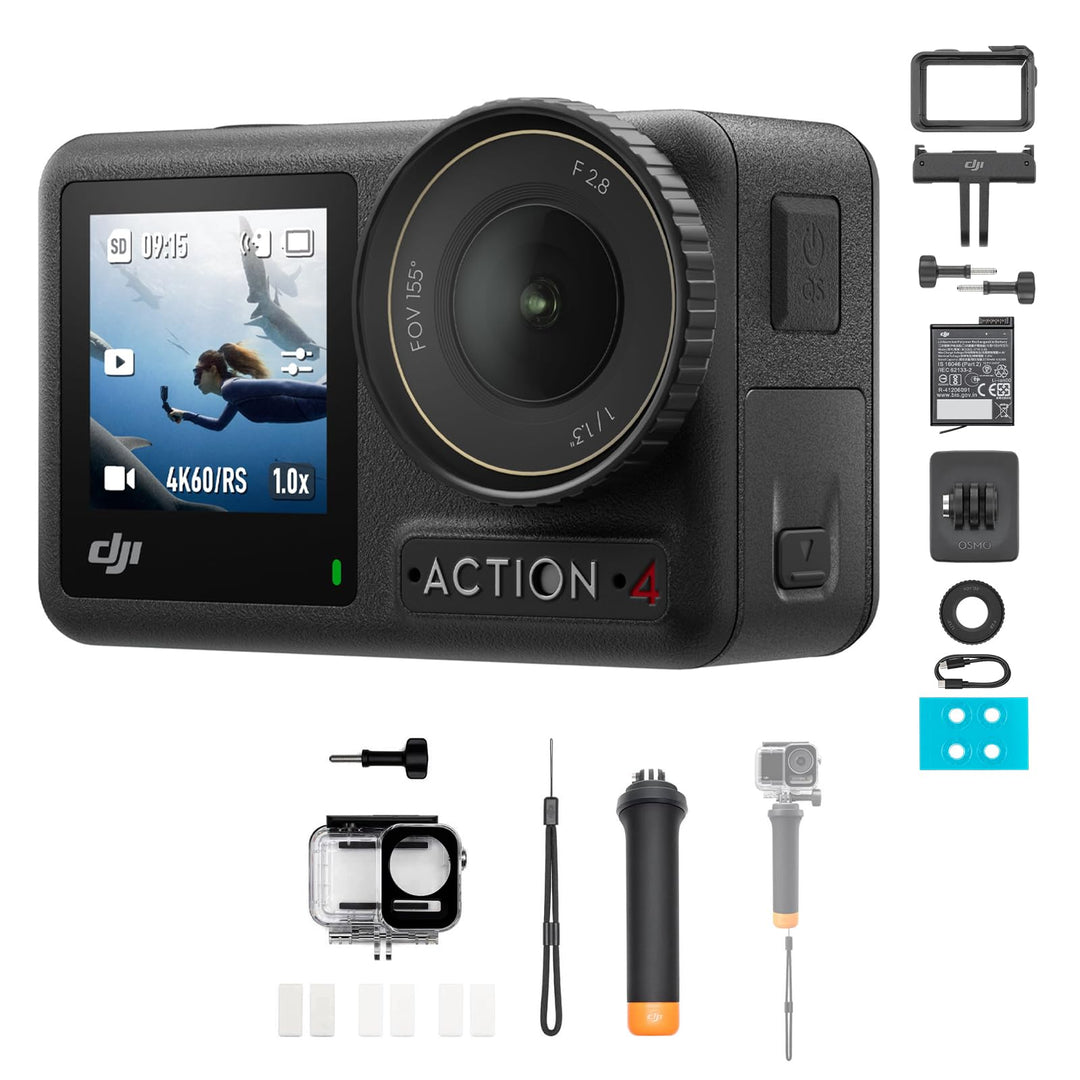 DJI Osmo Action 4 Standard-Tauchen Combo – 4K/120fps wasserdichte Action-Kamera mit einem 1/1,3-Zoll
