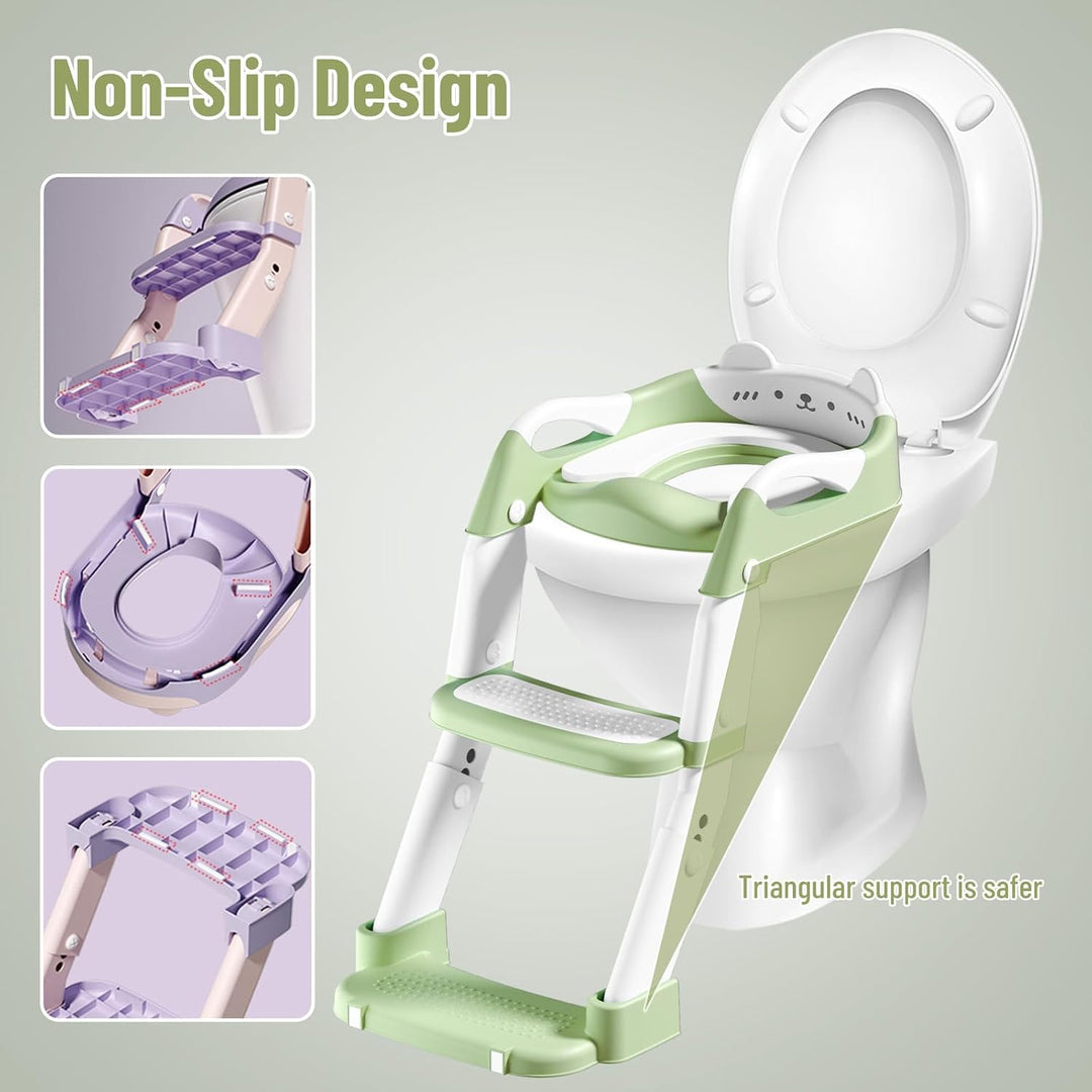3-in-1 Toilettenleiter für Kinder mit Sitz und Treppe – Höhenverstellbarer Kinder Toilettensitz mit