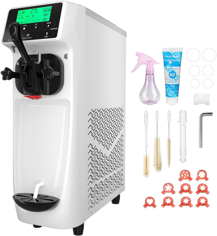 GSE Eiscrememaschine 1200W - 18L Softeis pro Stunde, 6L Edelstahlbehälter mit Kühlfunktion, 1.2L Ein