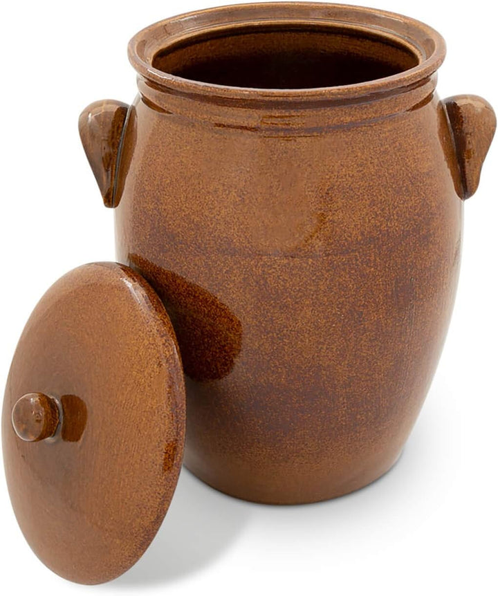 Original K&amp;K Rumtopf 5,0 Liter - Form 2 / Mehrzwecktopf/Keramiktopf, Glatt, Braun-glänzend