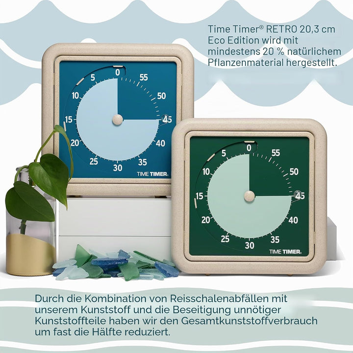 Time Timer® Retro Eco Edition visueller Timer, 20,3 cm, 60 Minuten Schreibtisch-Countdown-Uhr, herge