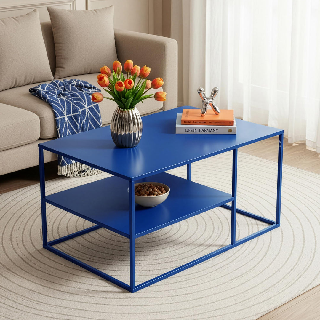 [en.casa] Couchtisch Solund Beistelltisch Metall Wohnzimmertisch mit Stauraum Sofatisch rechteckig K