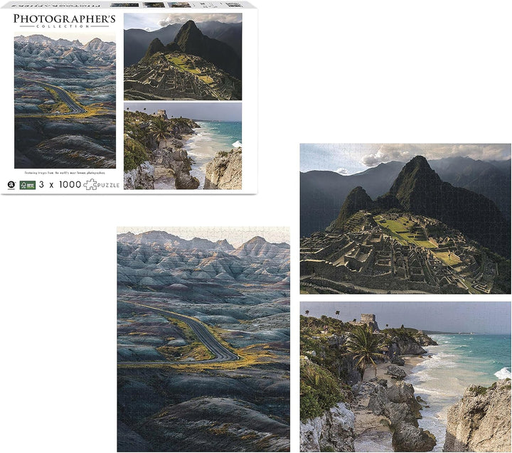Ambassador 7230939 Berge und Klippen 3x1000 Teile Puzzle-Set für Erwachsene und Kinder ab 12 Jahren,
