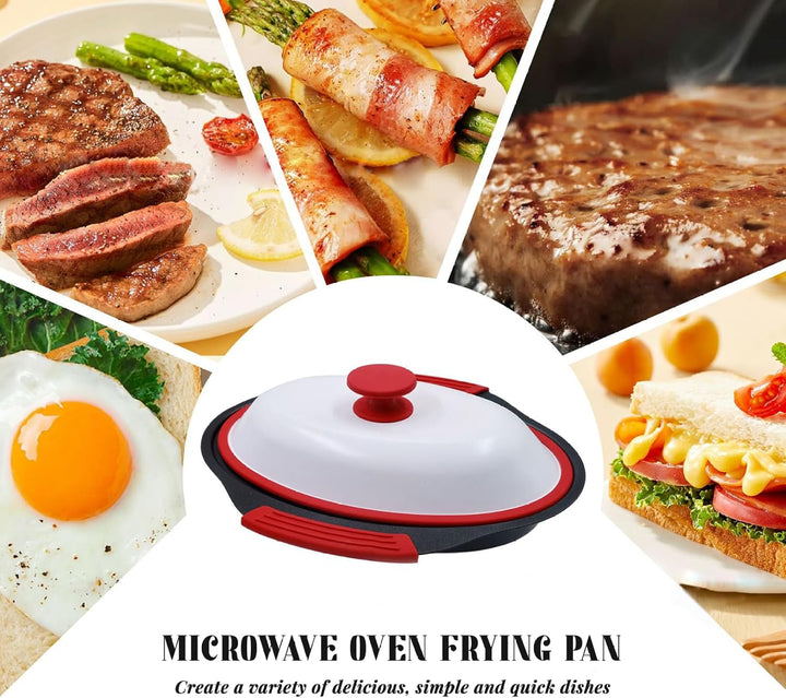 Grillpfanne mit Deckel | Mikrowellen-Grillpfanne, Mikrowellen-Speckkocher mit Abdeckung, Crisper und