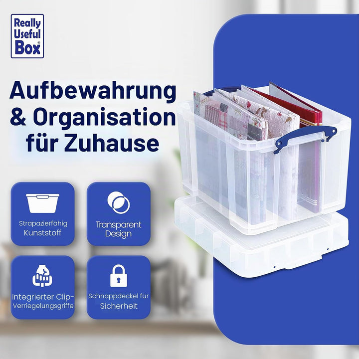 Really Useful Aufbewahrungsbox, 35 Liter, Grösse XL, transparent
