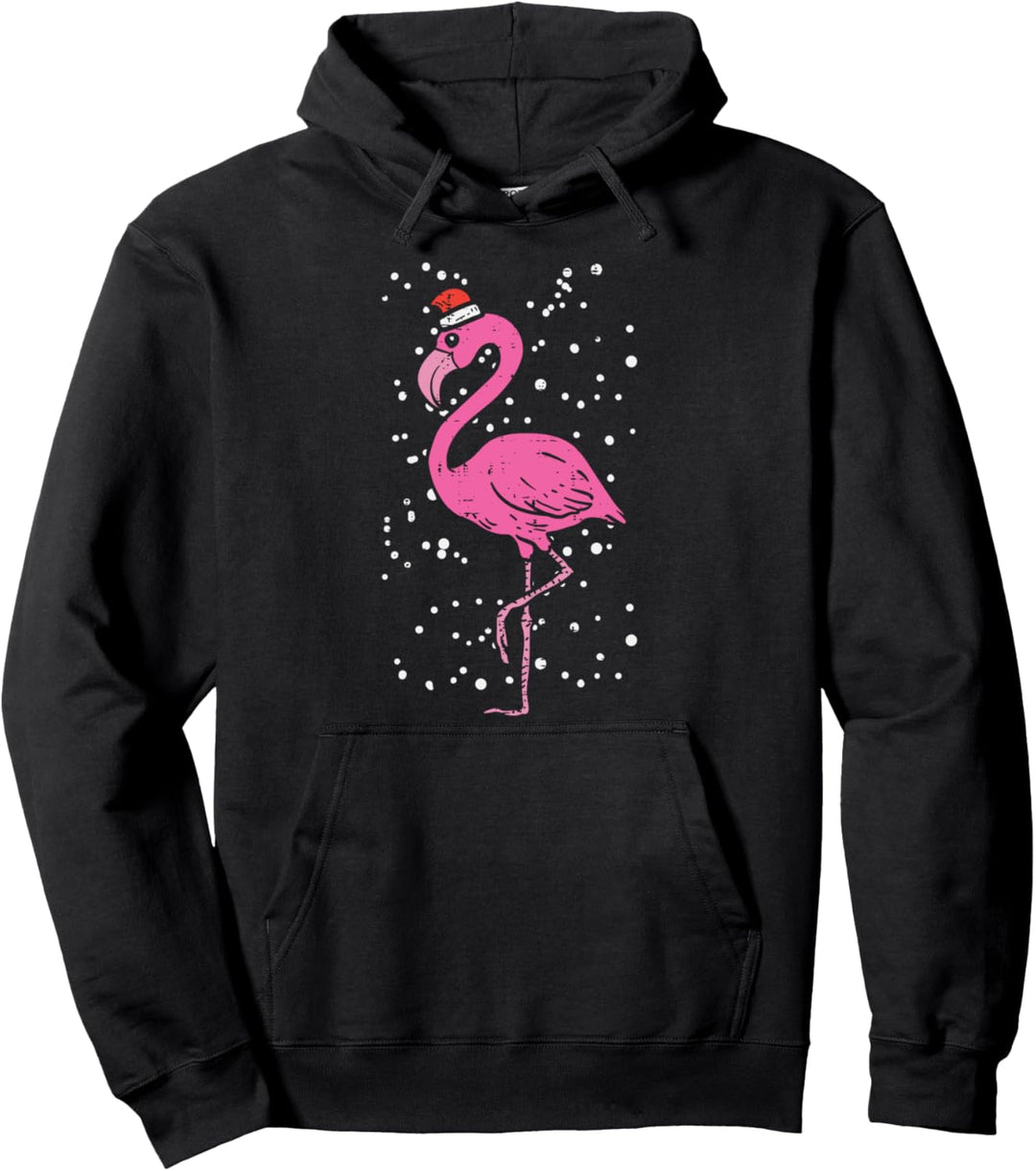 Flamingo Bird Santa Hat Christmas Xmas Animal Pajamas Gift Pullover Hoodie