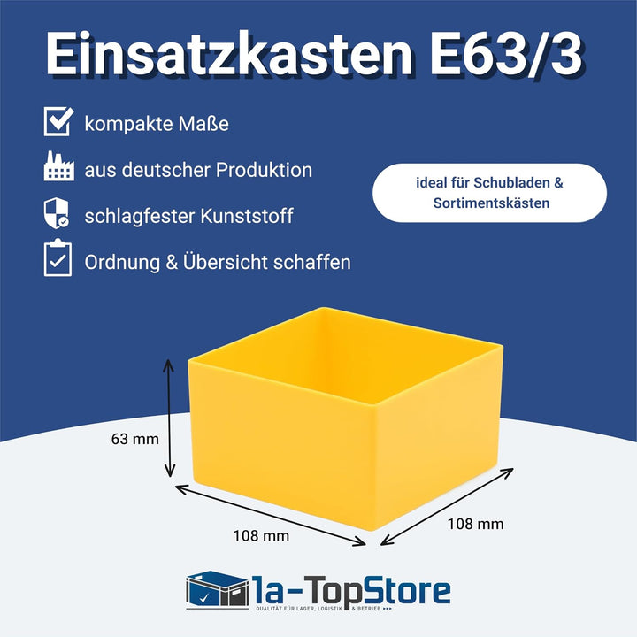 10 Stk. Einsatzkästen E 63, 5 Grössen, 5 Farben, Industrienorm, aus Polystyrol, schlagfest (108x108x