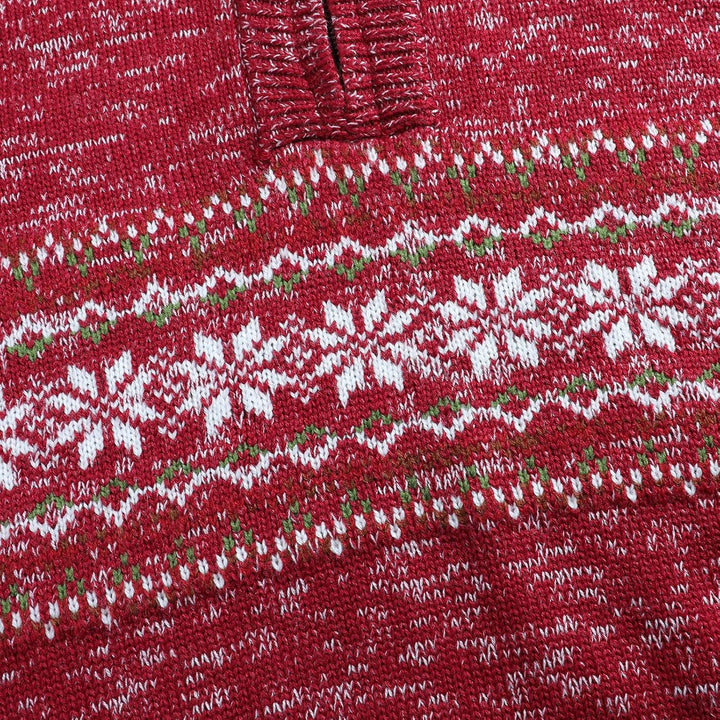 Superora Herren Strickpullover Crewneck Zipper Winterpullover Pullover M Rot, M Rot