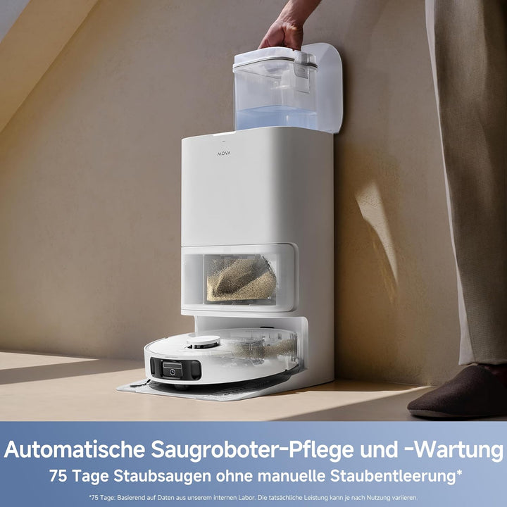 Mova E40 Ultra Saugroboter mit Wischfunktion, Autom. Leerung und 19.000 Pa, MaxiReach-Wischmopp-T.,