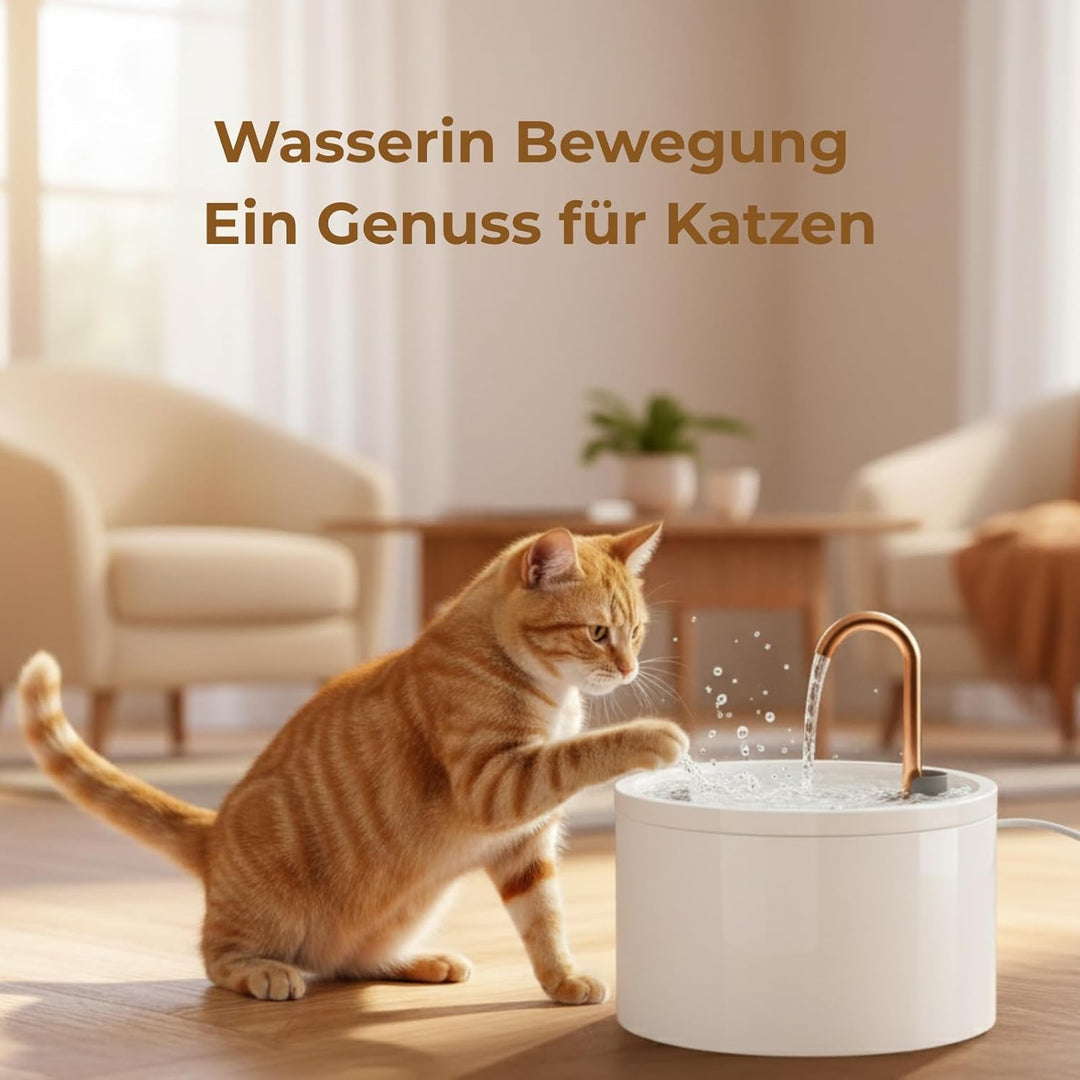 Katzenbrunnen Keramik, Trinkbrunnen für Katze 2.1L, Leiser Wasserspender Katzen, Hygienischer Pet-Br