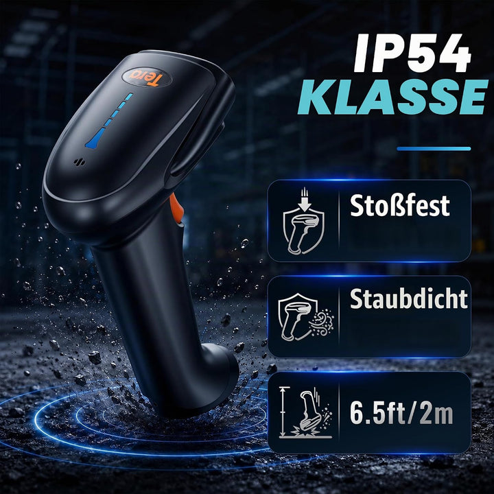 Tera Pro kabelloser 2D-Barcode-Scanner, Bluetooth, QR-Code-Leser mit Ständer, 2.200 mAh, schnelles u