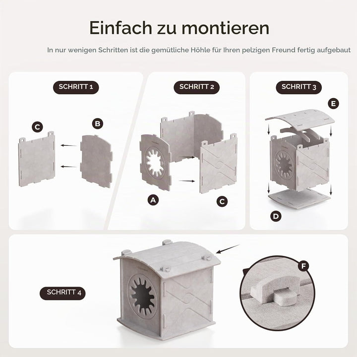 Katzenhöhle Filz: Gemütliches Katzenhaus Indoor, Katzenbett mit beruhigendem Kratzbogen, Robuste &amp; K