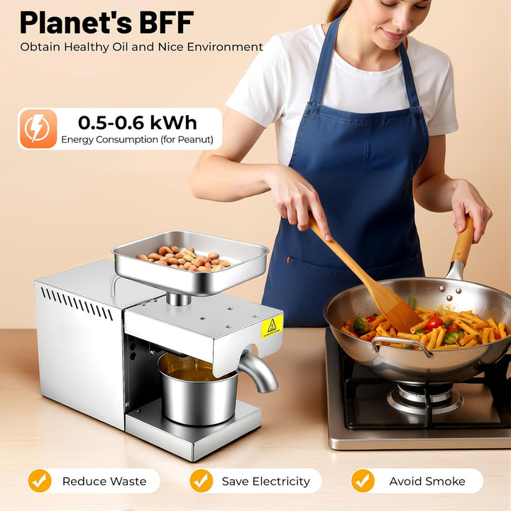 600W Ölpresse Elektrische, Walnüsse Erdnüsse Ölmühle, Kaltpresse &amp; Heissprsse, Automatische Edelstah