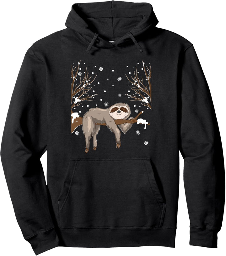 Winter Tiermotiv Weihnachten Geschenk Schlafendes Faultier Pullover Hoodie