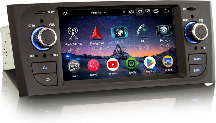 Erisin 8-Kern 4GB+64GB Android 14 Autoradio mit GPS Navi für FIAT Grande Punto FIAT Linea Unterstütz