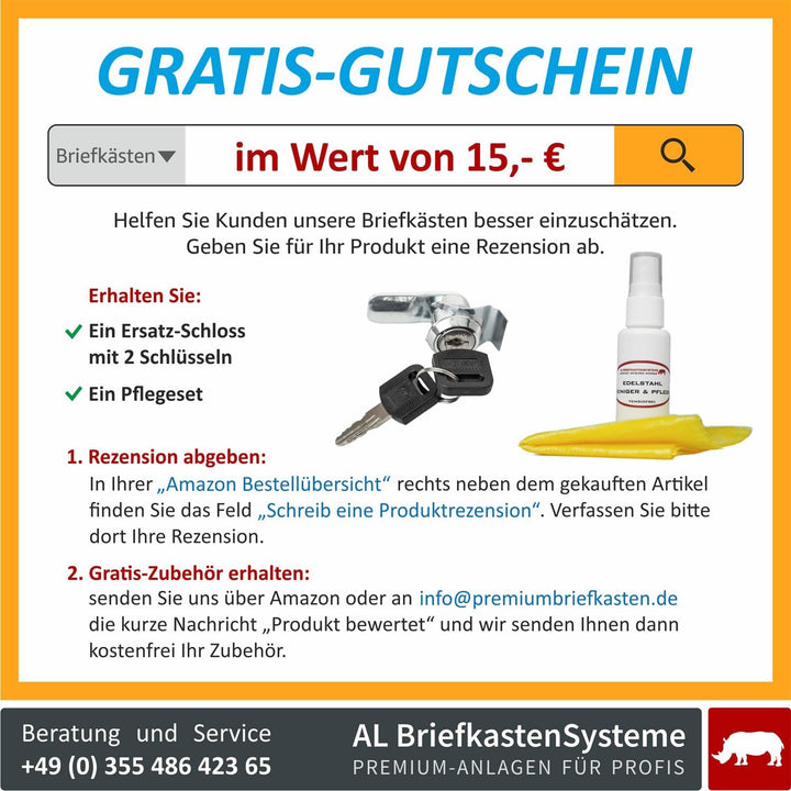 AL Briefkastensysteme Laser-Line Standbriefkasten personalisiert mit Name &amp; Hausnummer in RAL 7016 A