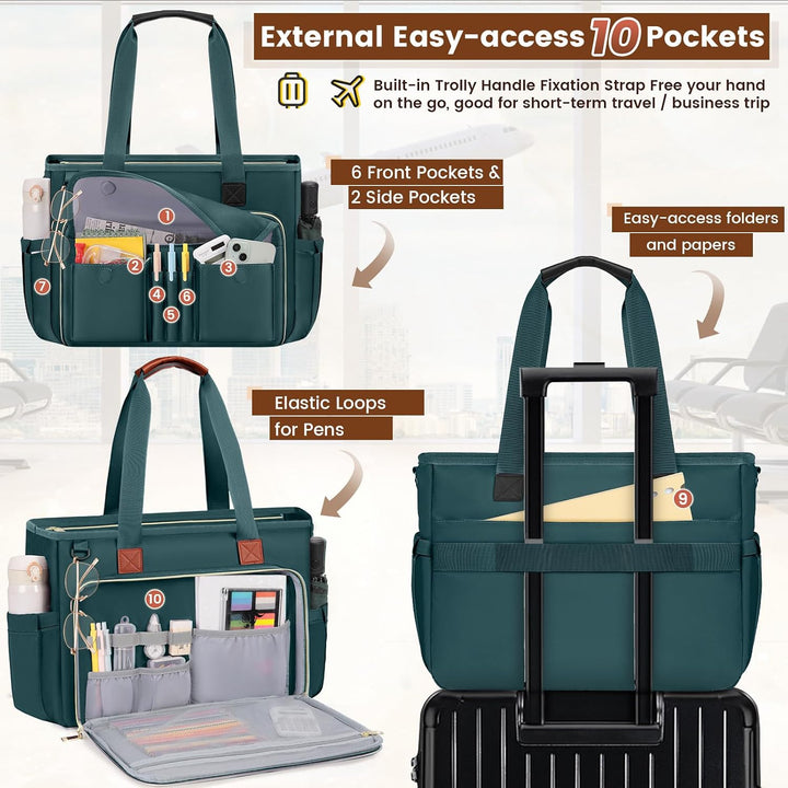 RAINSMORE Lehrertasche Damen Gross 15.6 Zoll Laptoptasche Arbeitstasche mit Isolierter Tasche für Kr