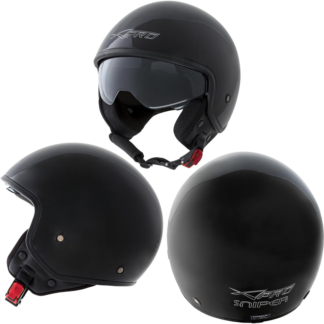 Motorradhelm Motorrad Roller Jet Helm Innensonnenblende Viser Schwarz M 57-58 cm ( M) Schwarz, 57-58