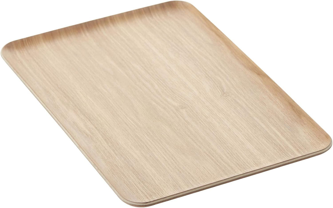 Point-Virgule Serviertablett, rechteckiges deko Tablett für Küche, holzfarbe, 39x27cm