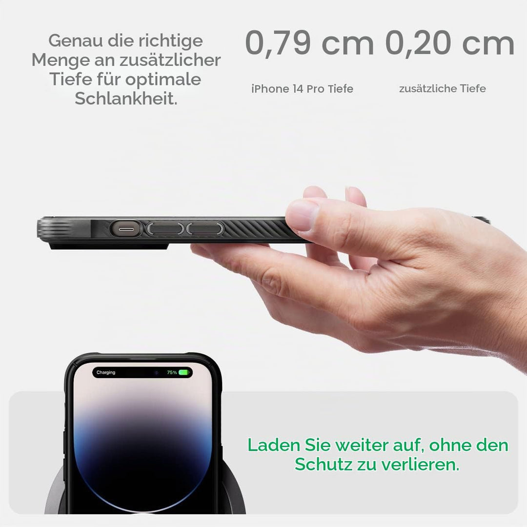 Spigen Rugged Armor MagFit Hülle Kompatibel mit iPhone 14 Pro -Matte Black, Matte Black