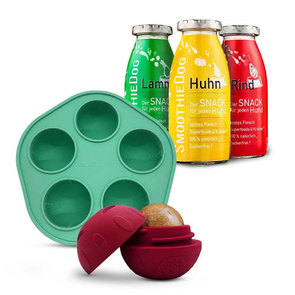 SmoothieDog Schleckball Hundesmoothie 3er Mix Klassik - Schleckball für Hunde, Snackball, zur Beschä
