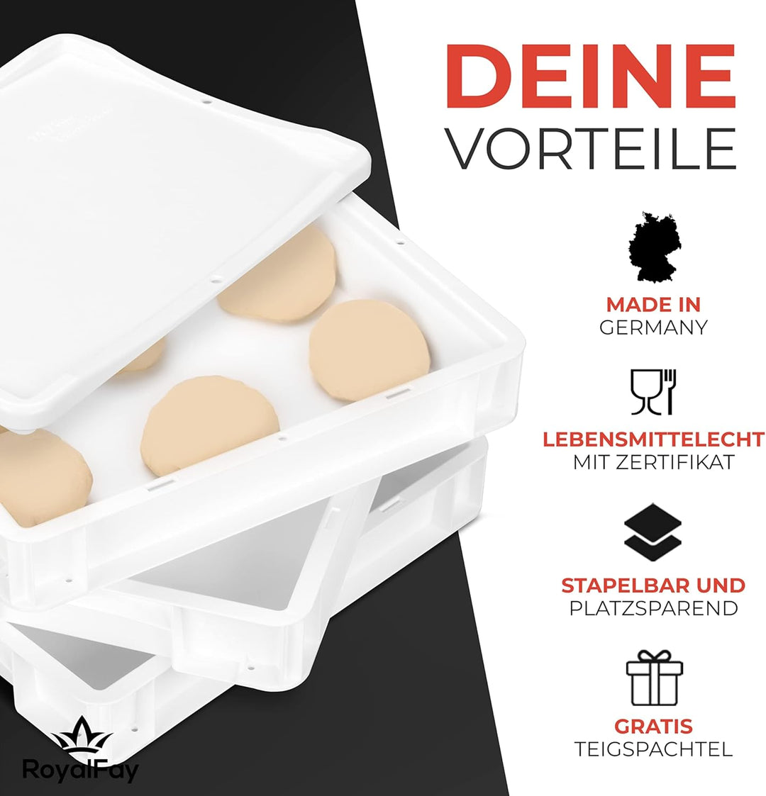 RoyalFay Pizzaballenbox Made in Germany lebensmittelecht 30x40x8 cm (2 Boxen mit 2 Deckeln (Doppelpa