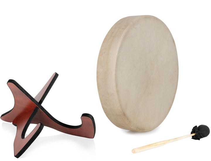 Classic Cantabile SD-16 Schamanentrommel 16" Set mit Ständer, Tiefe: 7 cm 16" Pferdehaut Trommel mit