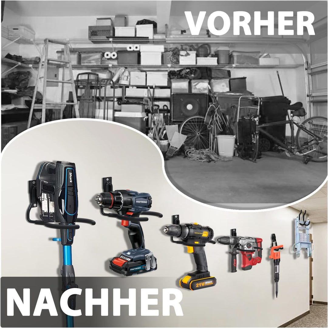 3-H 6 Stück Wandhaken Garage Wandhalterung Motorsense Halterung Wand, Rasentrimmer Aufhänger Schwerl