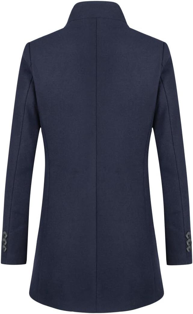 Wintermantel Herren Wollmantel Lang Slim Fit Herrenmantel mit Stehkragen Business Coat für Winter, X