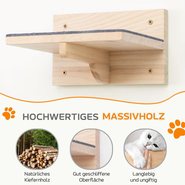 Kletterwand Katzen Katzentreppe Wand 4er-Set Katzen Kletterwand Set Stabiler Katzenwand Naturholz Ka