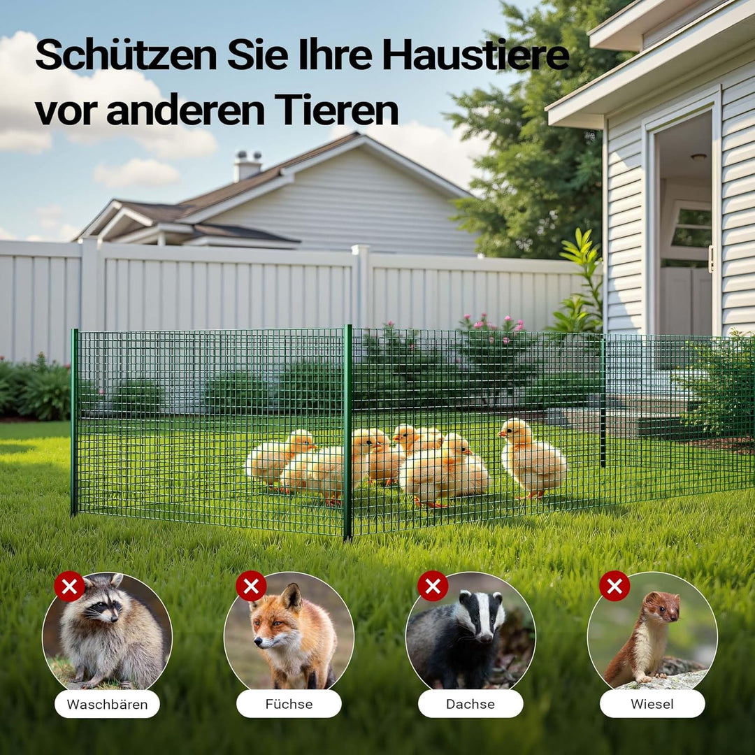 Wiltec Maschendrahtzaun Grün 1x5 m 100 cm Höhe 0,9 mm Stärke 19x19 mm Maschengrösse, Volierendraht 4