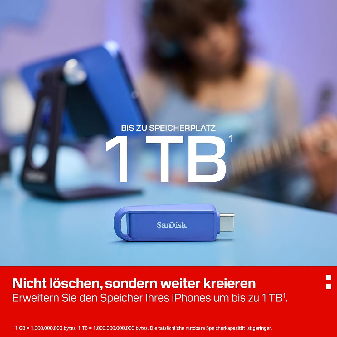 SANDISK Phone Drive mit USB Type-C 1 TB (Flash-Laufwerk für Smartphones, Tablets und Computer, 150 M