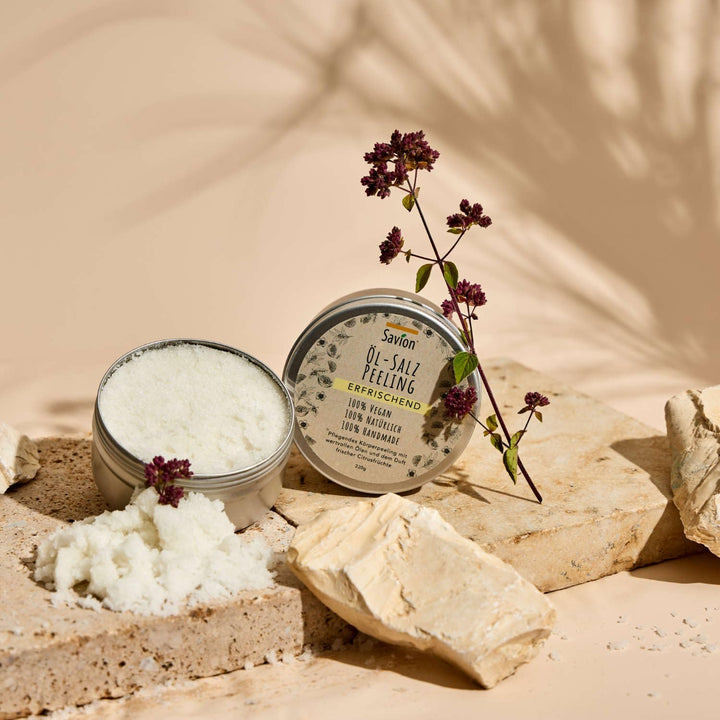 Savion Pflegendes Öl-Salz-Peeling mit Zitrusnoten | Tiefengereinigte &amp; weiche Haut | Mandel &amp; Jojoba