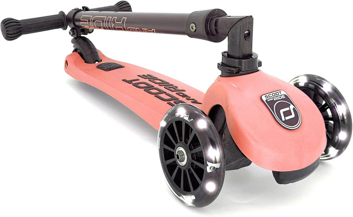 Scoot &amp; Ride Highwaykick 3 LED Scooter Roller Kunststoff/Metall Peach, Masse: ca. 55cm x 15cm x 24cm