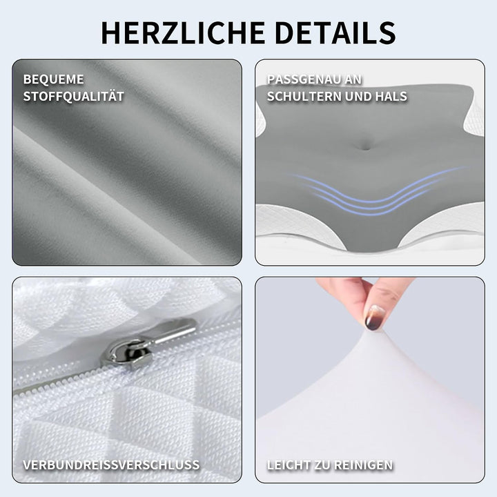 Ergonomisches Memory Foam Nackenkissen – Orthopädisches Kopfkissen mit Abnehmbarem Bezug, Perfekt fü