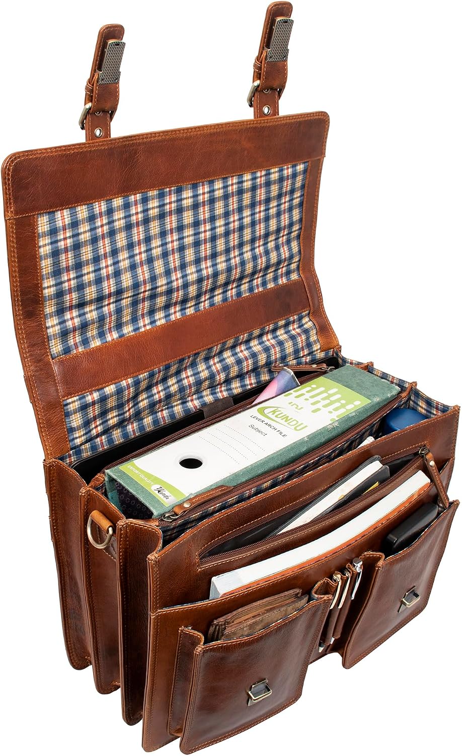 Marc Peter Amsterdam Aktentasche Leder XL Lehrertasche mit Laptopfach 15,6 Zoll grosse Ledertasche z