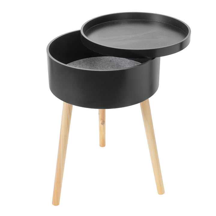 Bonetti Beistelltisch rund mit Stauraum und Tablett aus Holz | ca. Ø 38 x 59 cm | Skandinavisches De