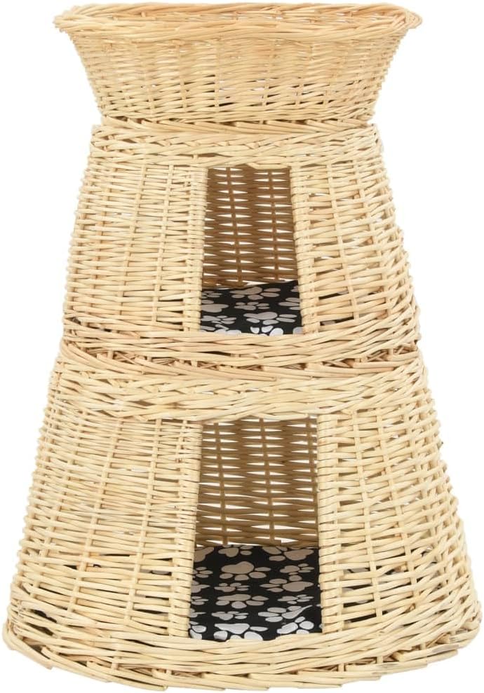 3 Körbe aus Weide, Körbchen für Katzen, 3 Stück, mit Kissen, 47 x 34 x 60 cm