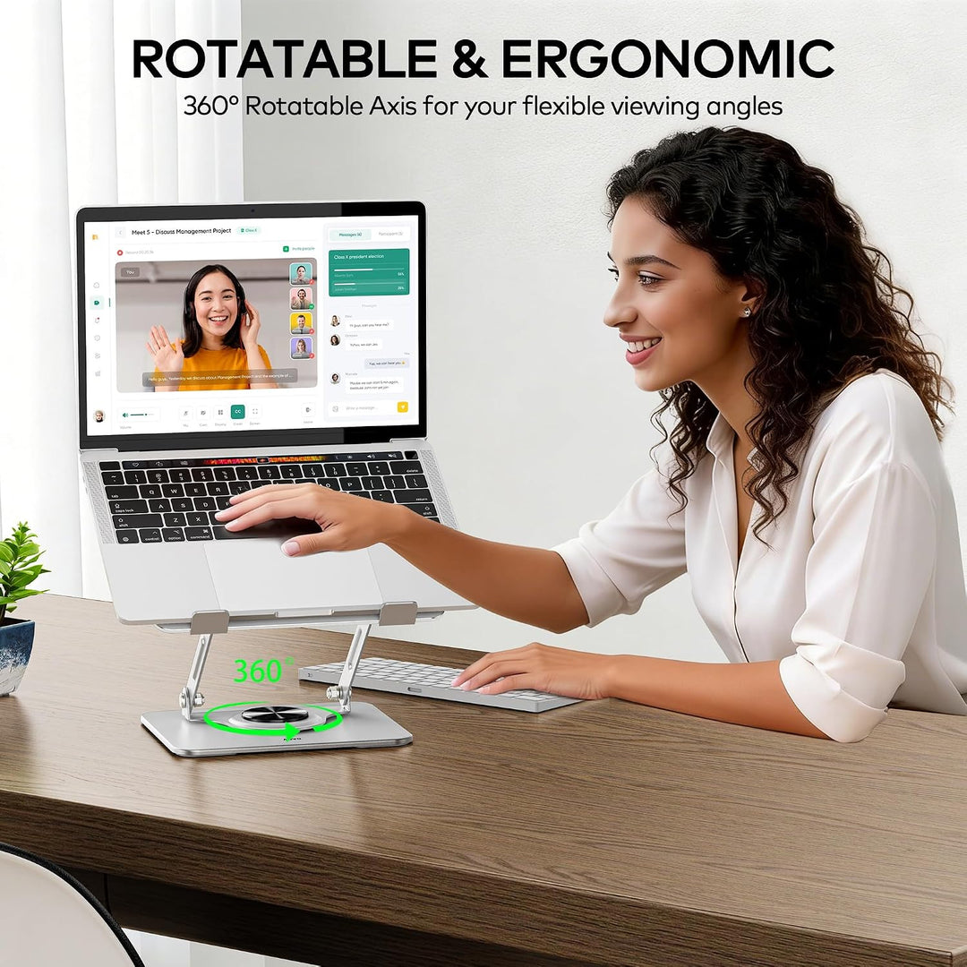 ALS03 Laptop-Ständer, Verstellbarer Computerständer mit 360° drehbarer Basis, ergonomische Laptop-Er